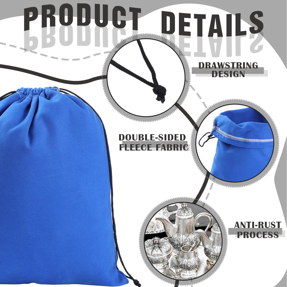Fumete velvet interior anti-scratch protection bag keeps silverware safe