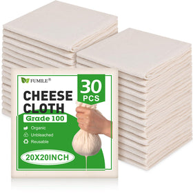 FUMILE cheese cloth 20x20-inch straining in action for clear liquid separation.
