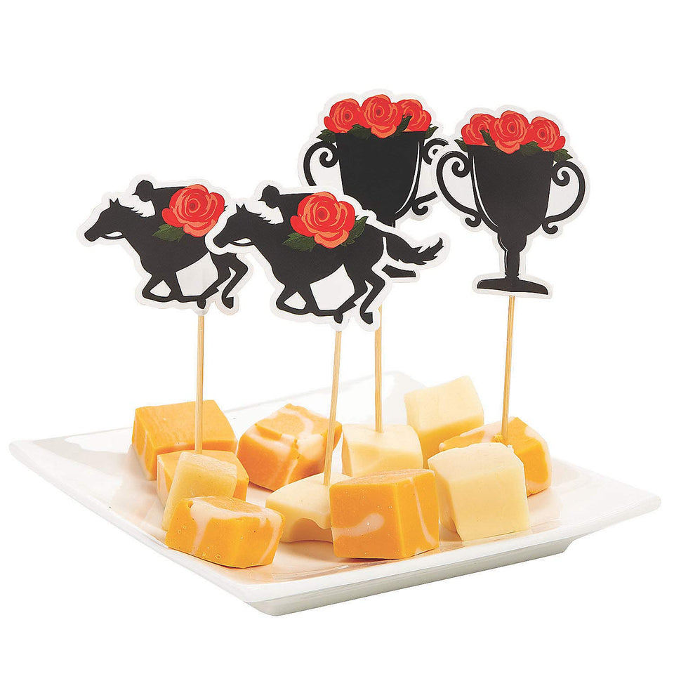 Fun Express Derby picks with bourbon ball garnish for Derby Day.
