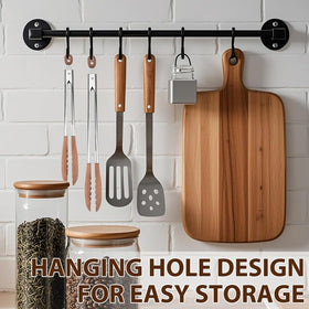FunApricity elegant kitchen accessory pairing steel and walnut wood