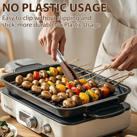 FunApricity stainless steel tongs with wood tip highlight durability and rust resistance