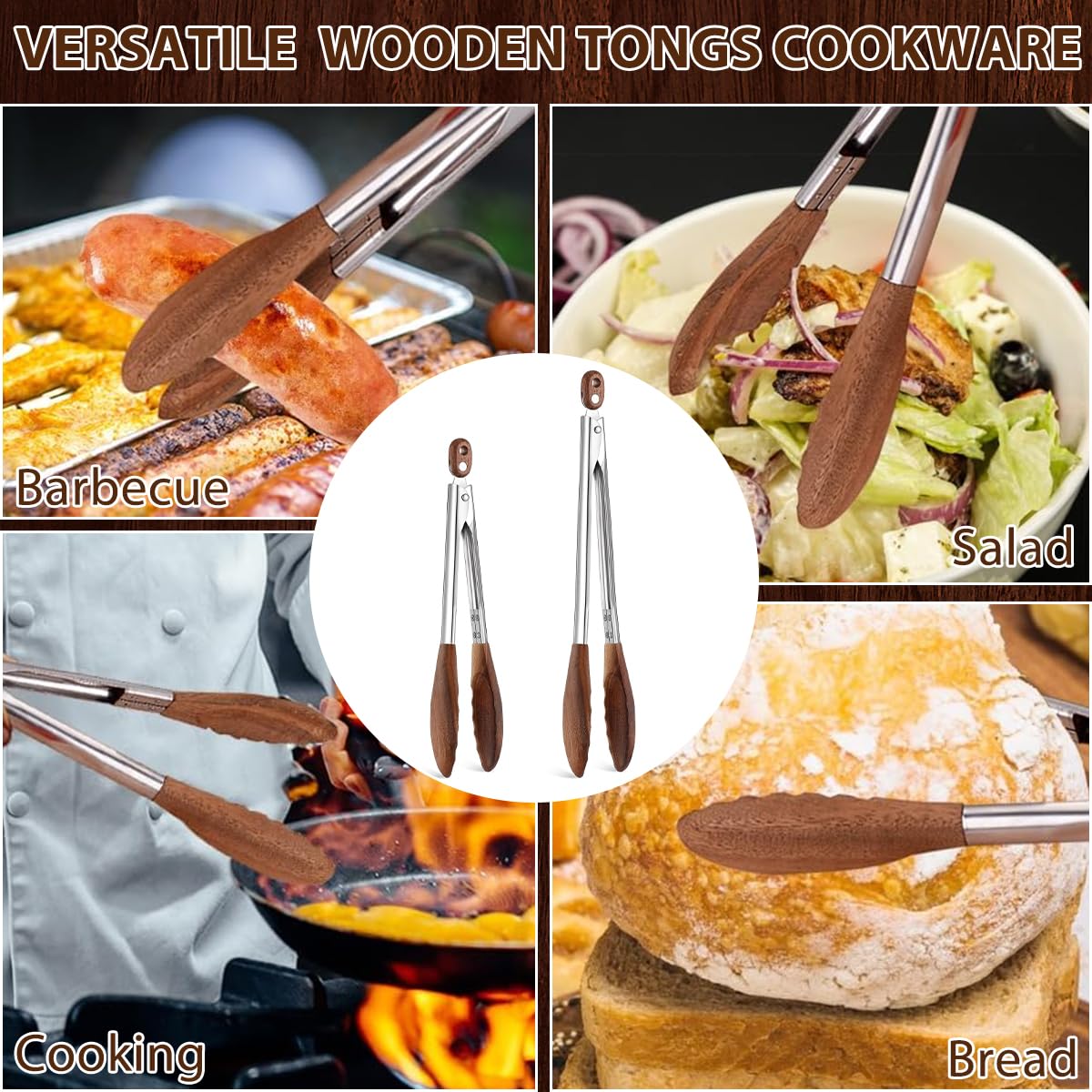 FunApricity 13.5-inch tongs reach over heat while grilling