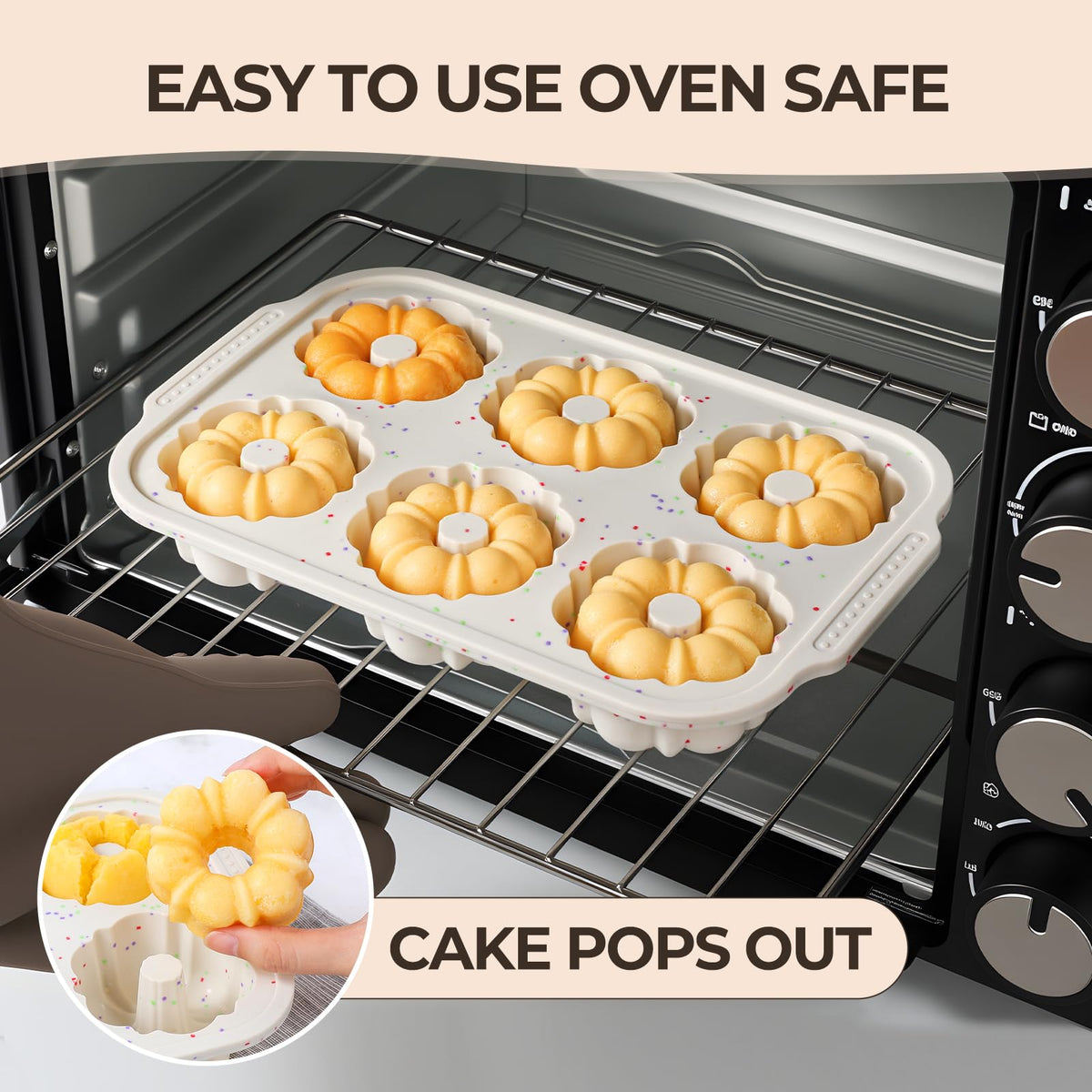 FUNBAKY nonstick coating ensures effortless cake release with a light tap.