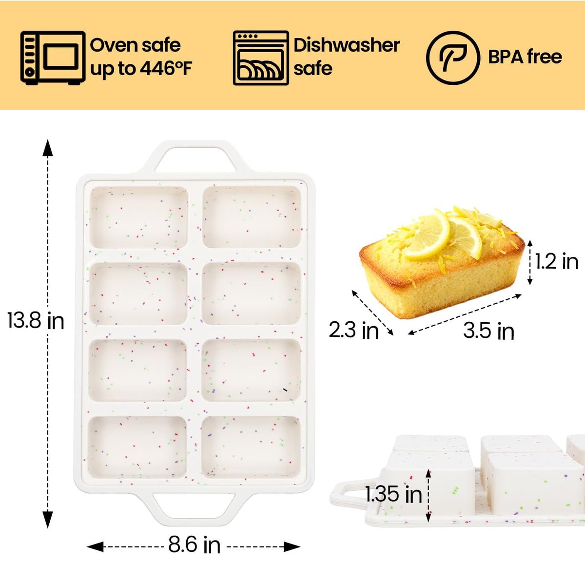 FUNBAKY silicone eight cavity pan releases cleanly for quick servings.