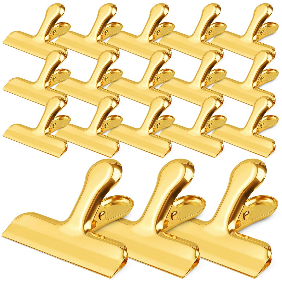 FUNFERY gold chip clips with wide opening for secure bag sealing