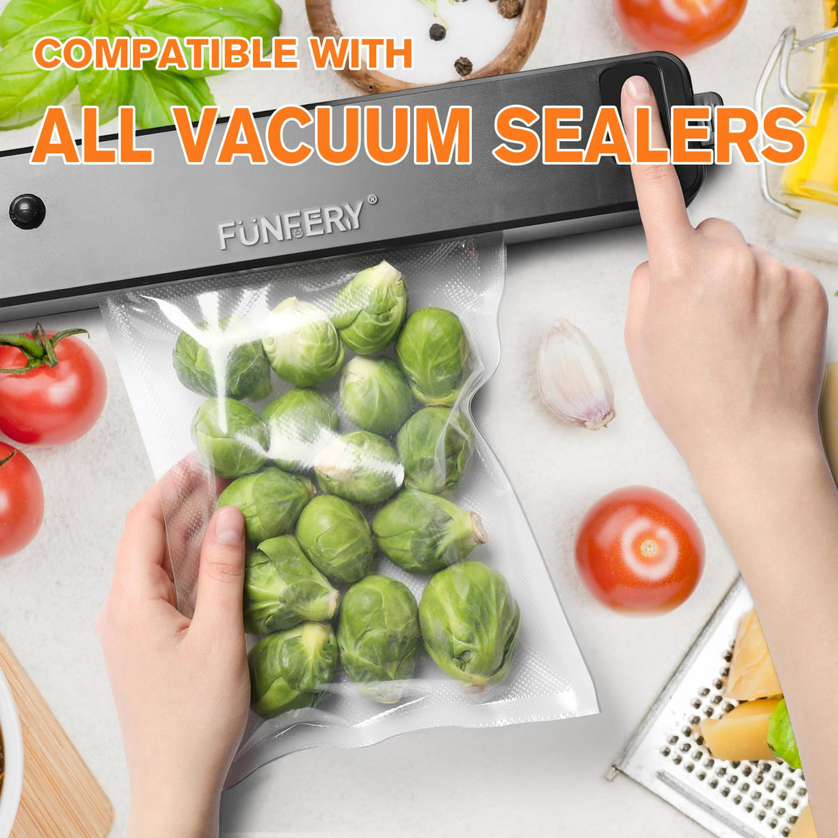 FUNFERY universal compatibility with vacuum sealers for easy use.