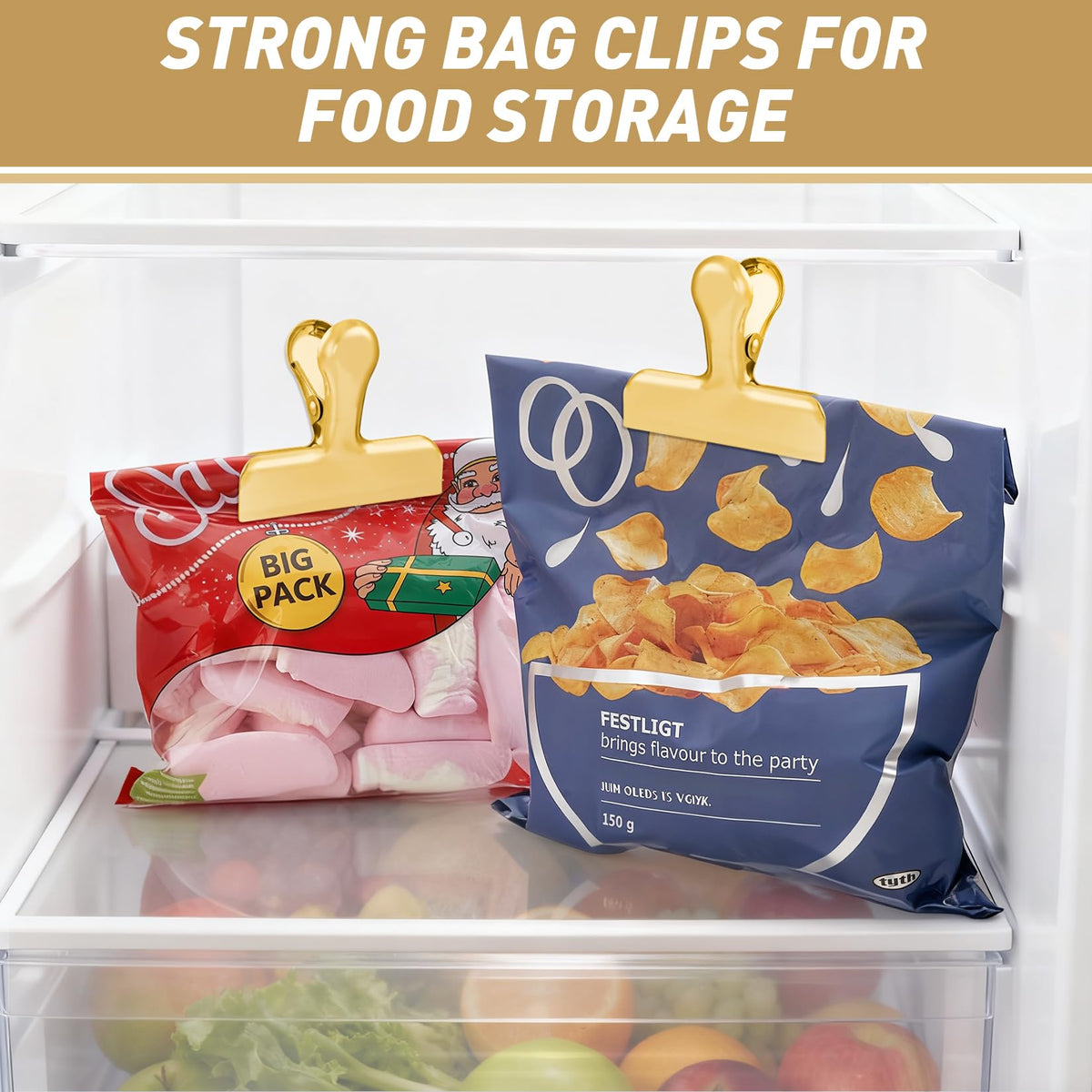 FUNFERY kitchen clip organization on a pantry shelf