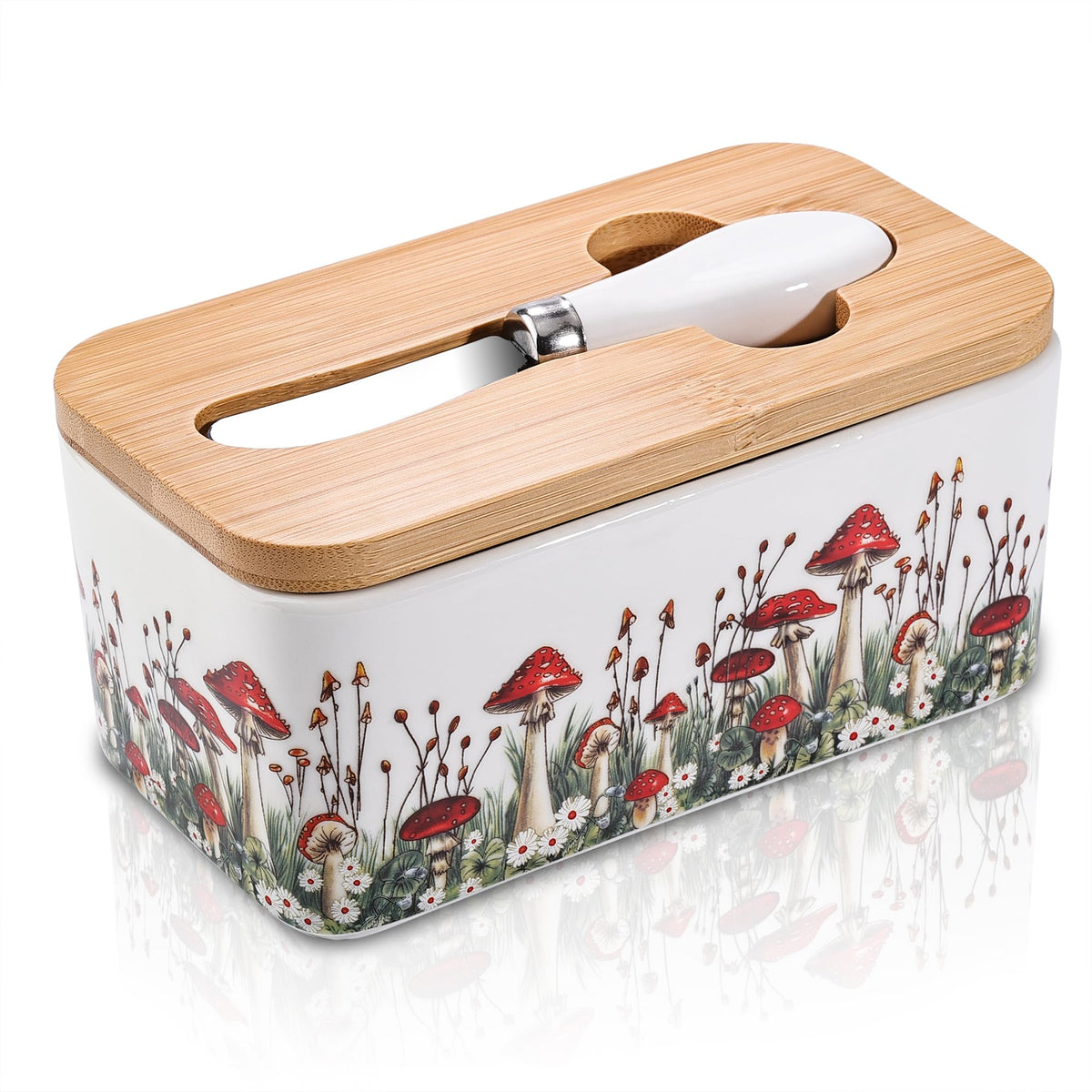 Fungi Fun gift-boxed butter dish, ideal for gifting.