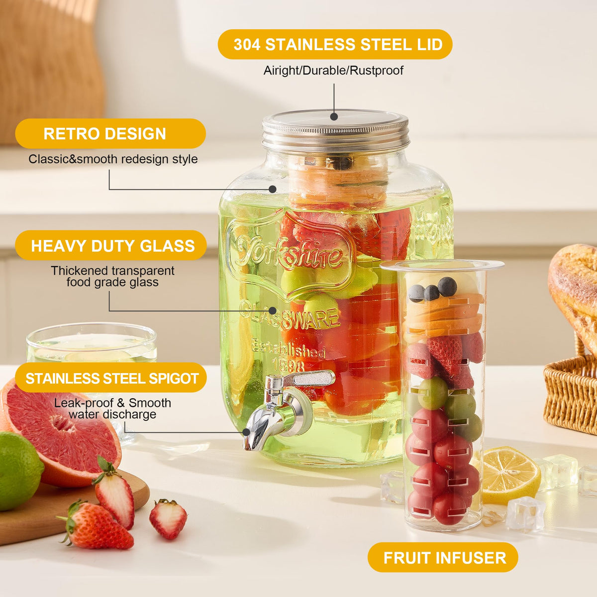 FUNGLIJIE metal stand elevates the dispenser for easy guest access