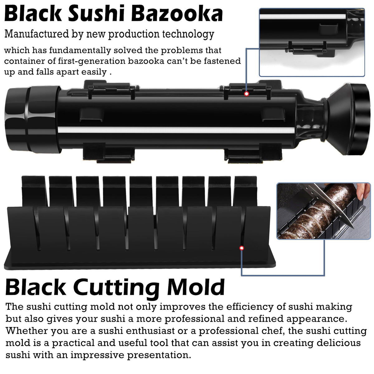 FUNGYAND Musubi maker creates compact, neatly formed musubi snacks.