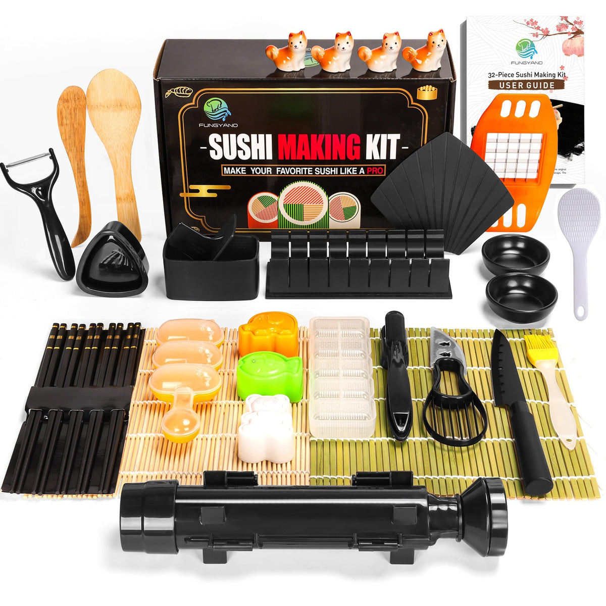 FUNGYAND sushi-kit setup demonstrates organized tools for family cooking fun