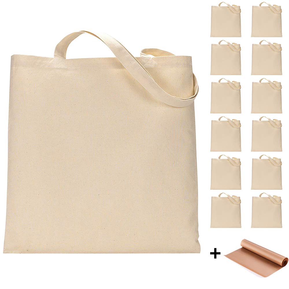 FunisFun blank canvas tote bag laid flat for customization and DIY crafts.