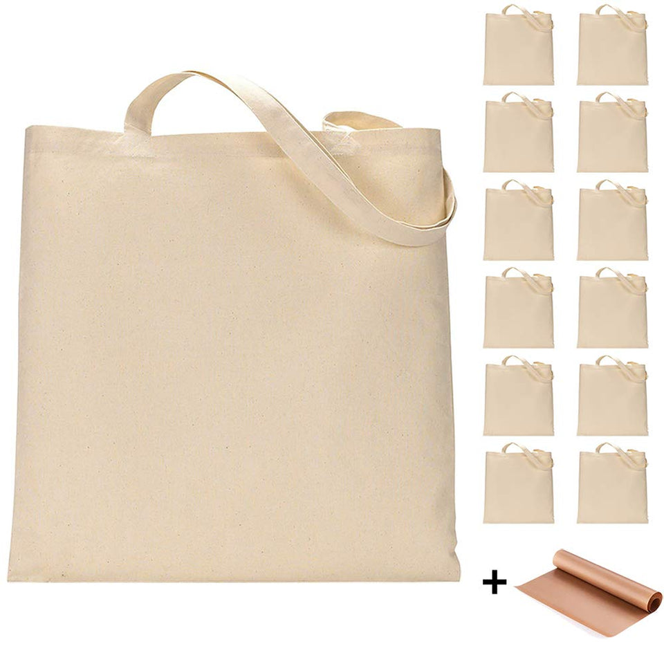 FunisFun blank canvas tote bag laid flat for customization and DIY crafts.