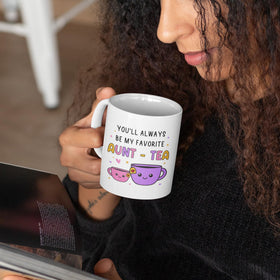 FUNITZ Aunt Tea Mug back view showing double-sided design for both hands