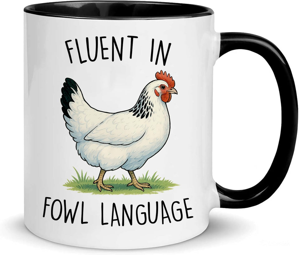 FUNITZ fluent in fowl language mug front view for Mother's Day gift