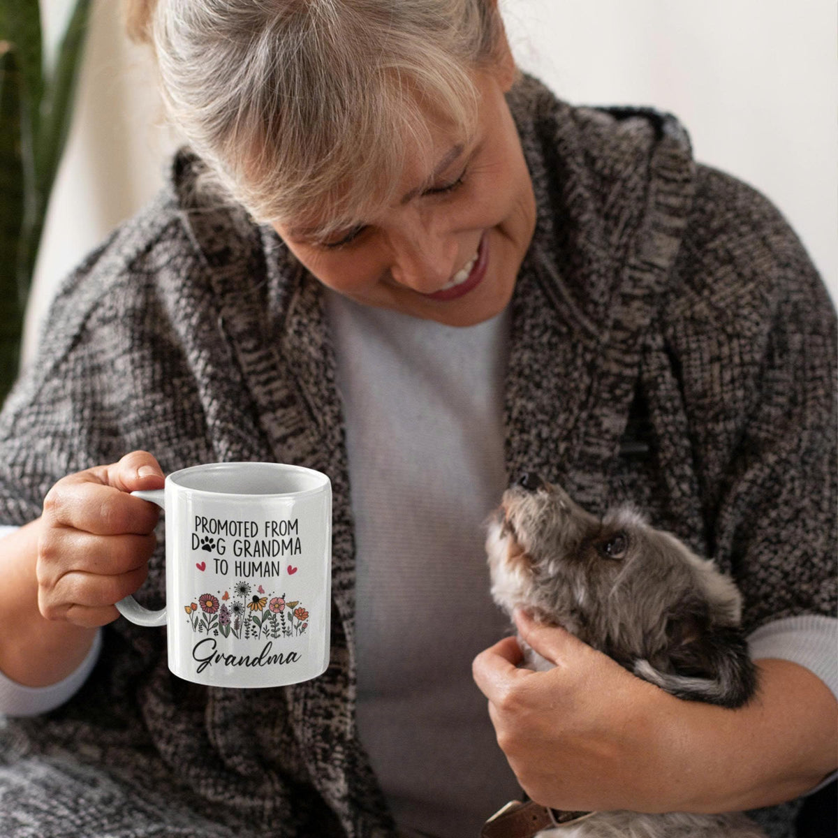 FUNITZ grandma-to-be mug back view shows bold message for left- or right-handed use