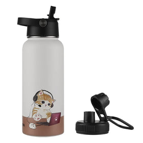 Funkrin 32oz insulated bottle with spout lid for fast, mess-free pours.