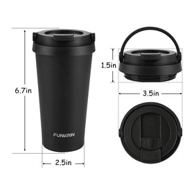 Funkrin 16oz mug fits most cup holders for commuting.