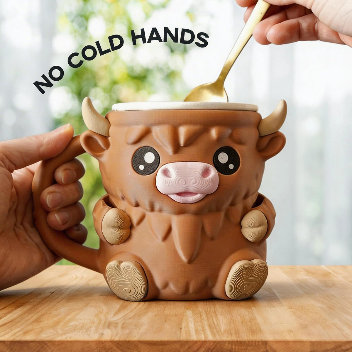 Funky Wizard hoof-slot spoon holder secures two spoons for sharing or saving.