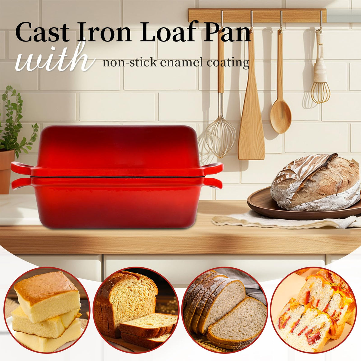 FUNKYLEE induction-compatible bread pan for all cooktops.