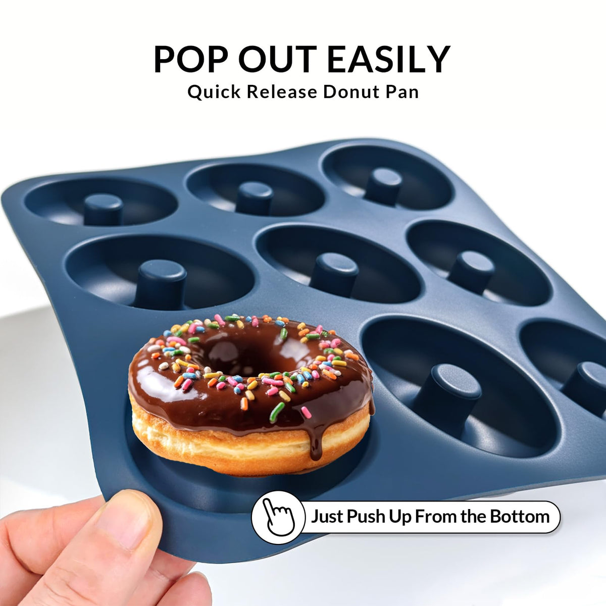 FUNLAVIE donut pan being used for baking bagels and donuts in the oven.