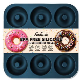 FUNLAVIE large donut pan top view showing 9 cavities for efficient batch baking.