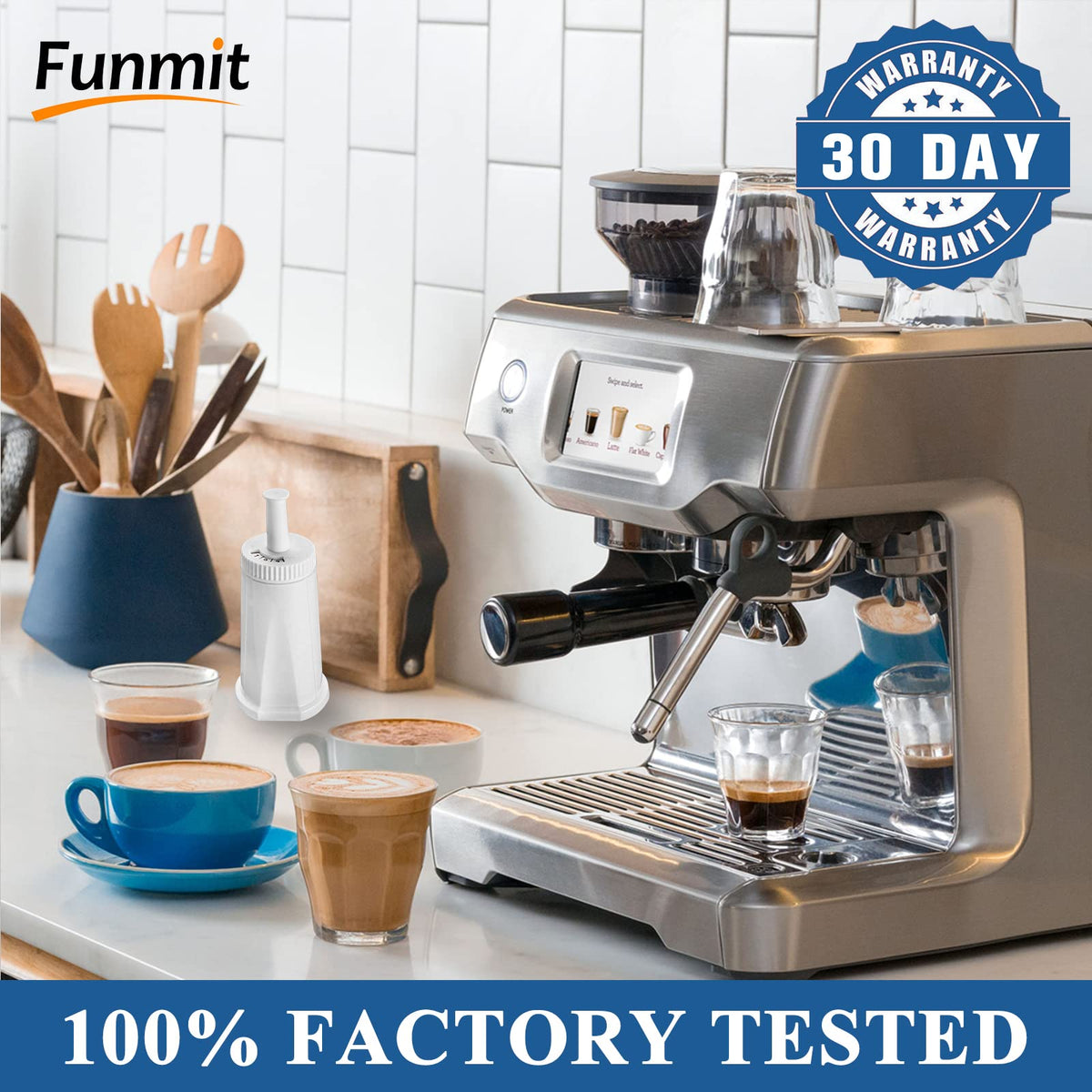 Funmit Breville filter in water tank illustrates ready-to-use setup.