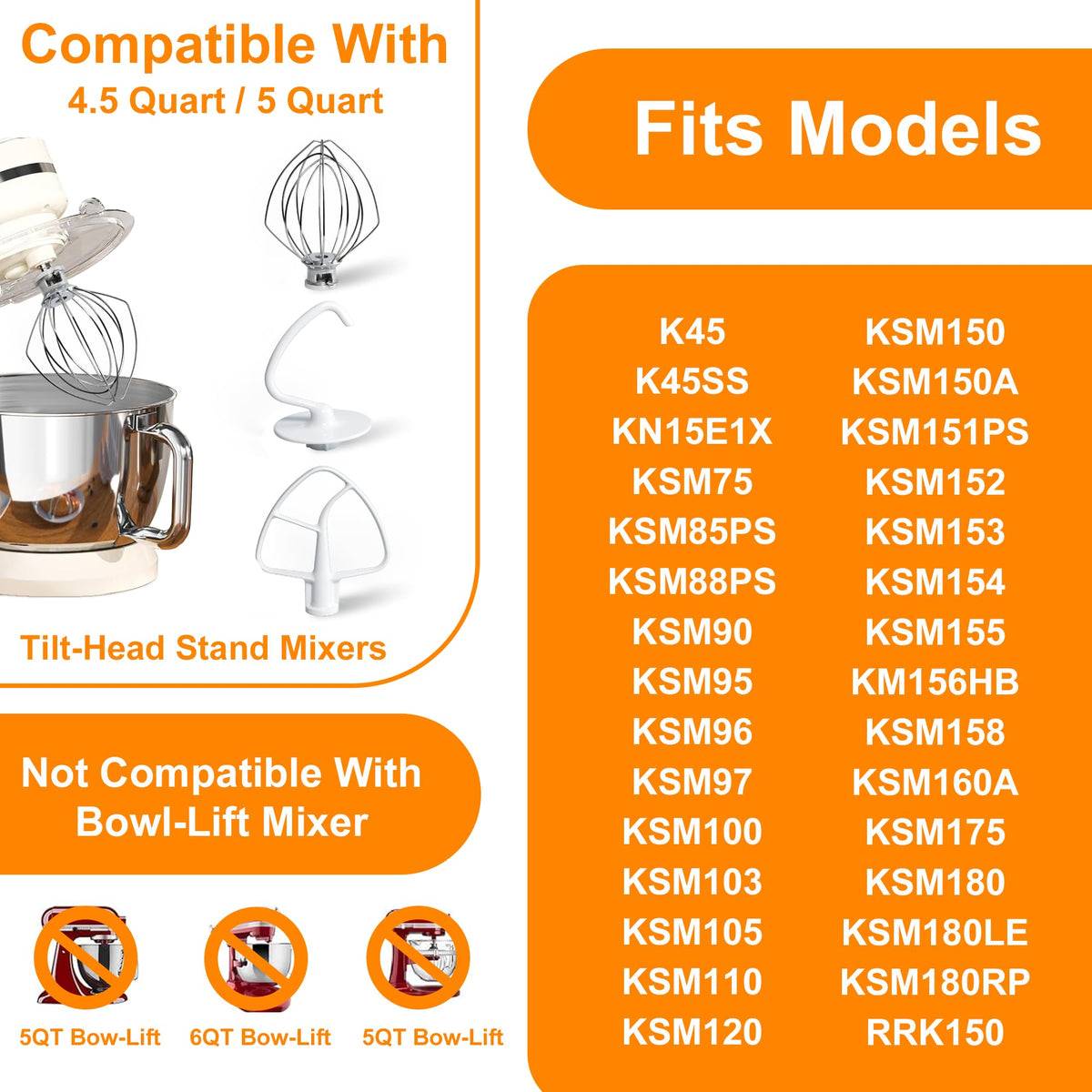 Funmit K45B coated flat beater with scraper blends ingredients smoothly.