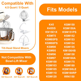 Funmit K45B coated flat beater with scraper blends ingredients smoothly.
