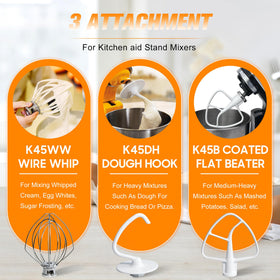 Funmit K45DH coated dough hook eases kneading of yeast doughs.