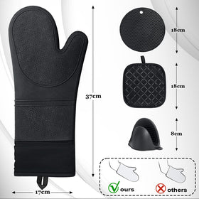 Funnydin 14.5-inch extra-long oven mitt highlights extended forearm protection.