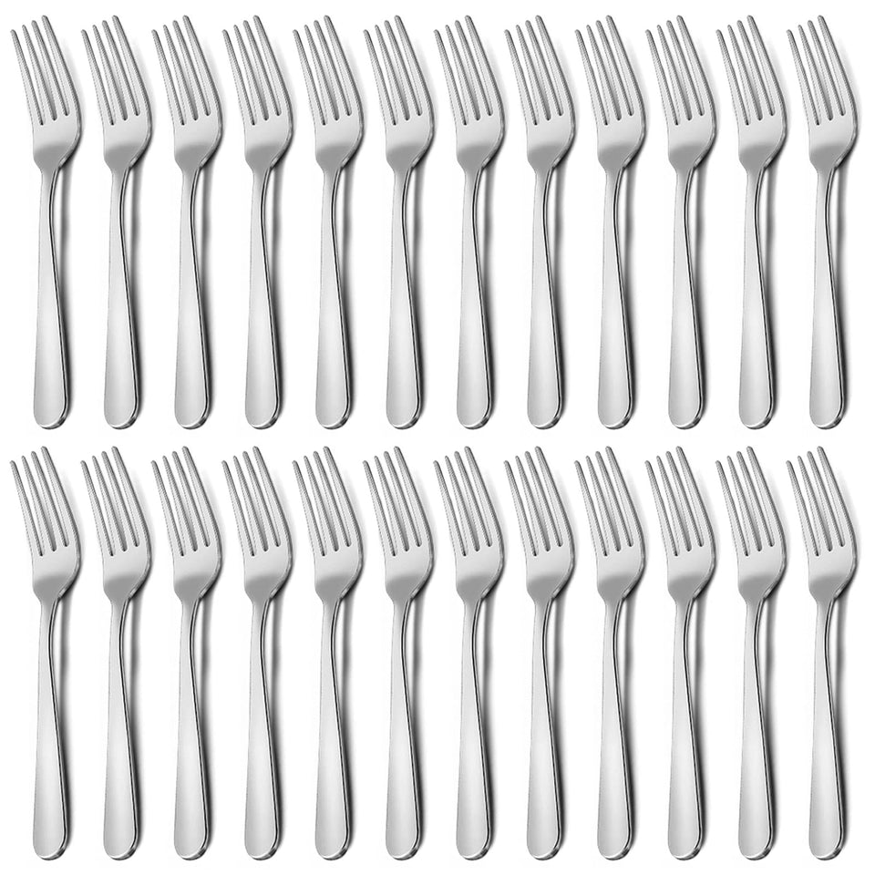Funnydin 24-piece dinner forks set, stainless steel, durable daily use for family meals