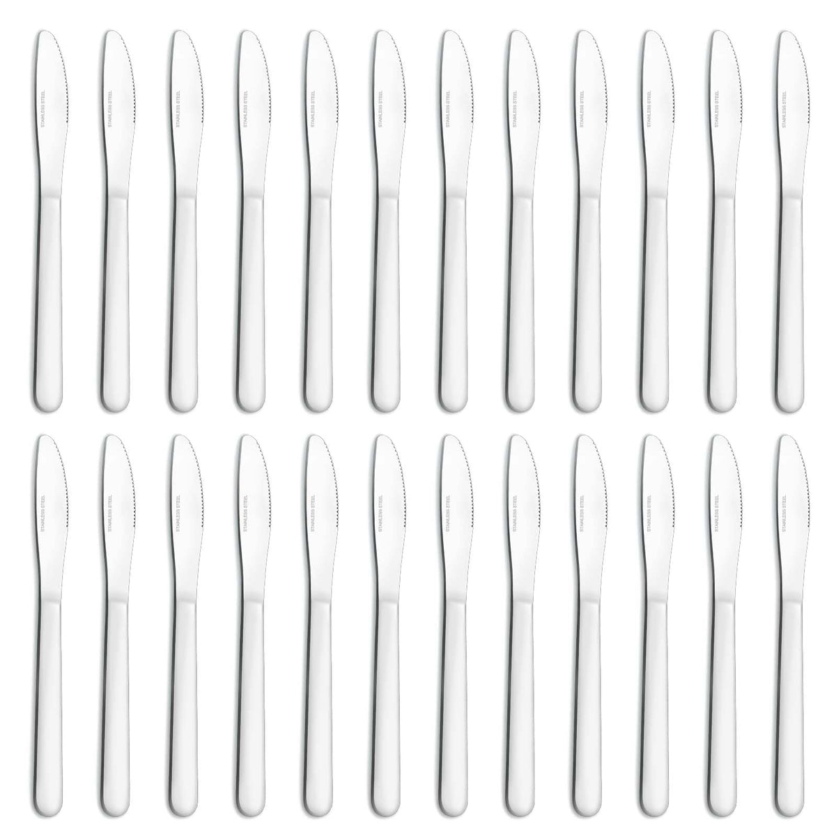 Funnydin 24pc dinner knives set – knife-row display for stylish dining.