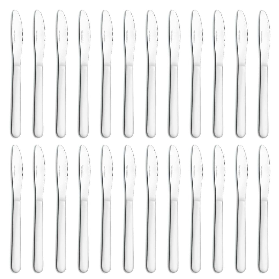 Funnydin 24pc dinner knives set – knife-row display for stylish dining.