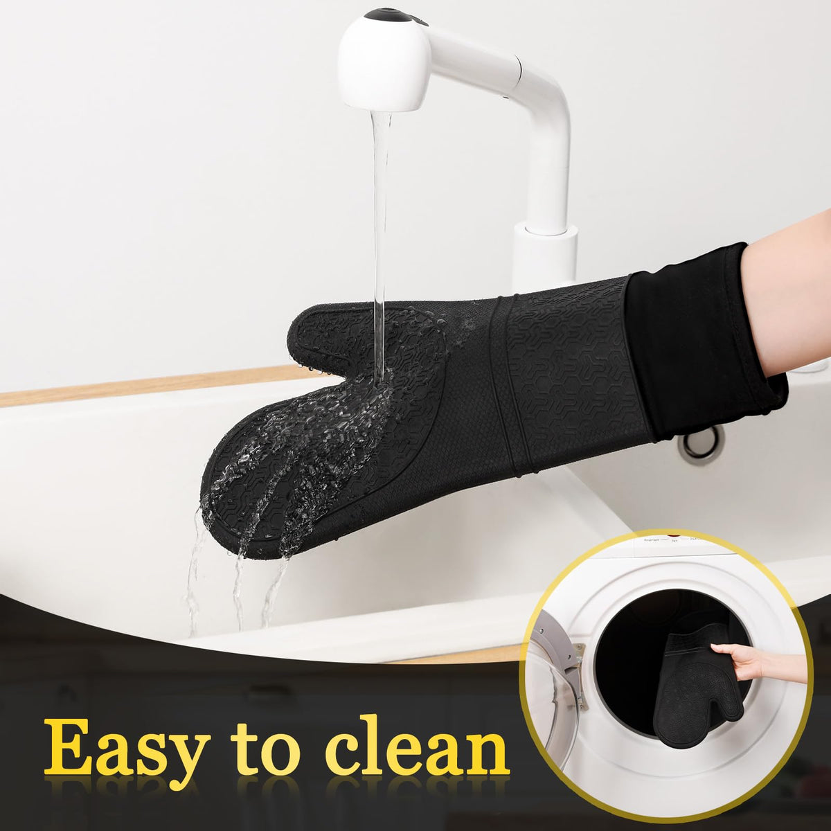 Funnydin 480°F heat resistance for handling hot pots and pans safely.