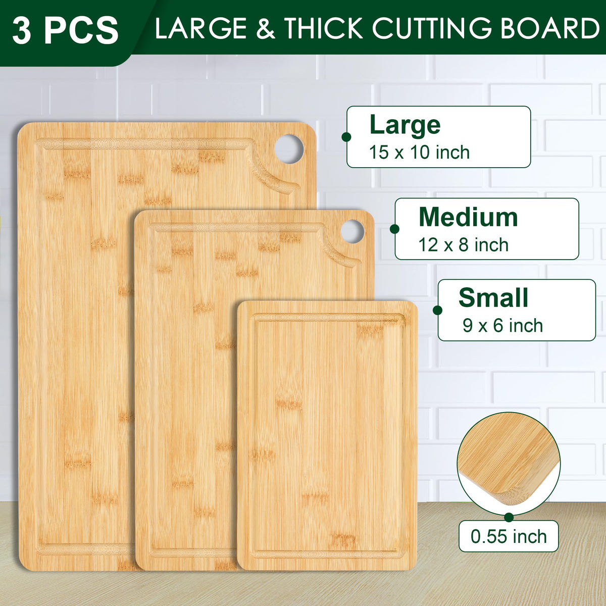 Funnydin bamboo cutting board 12x8 ideal for daily vegetable prep.