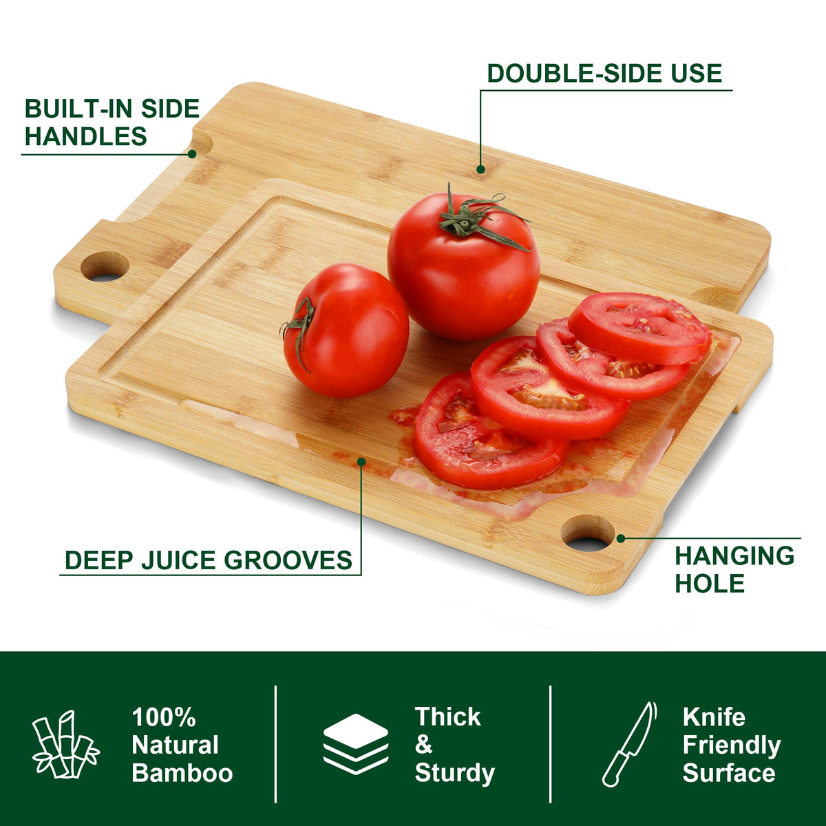 Funnydin bamboo cutting board 15x10 suitable for carving meats.