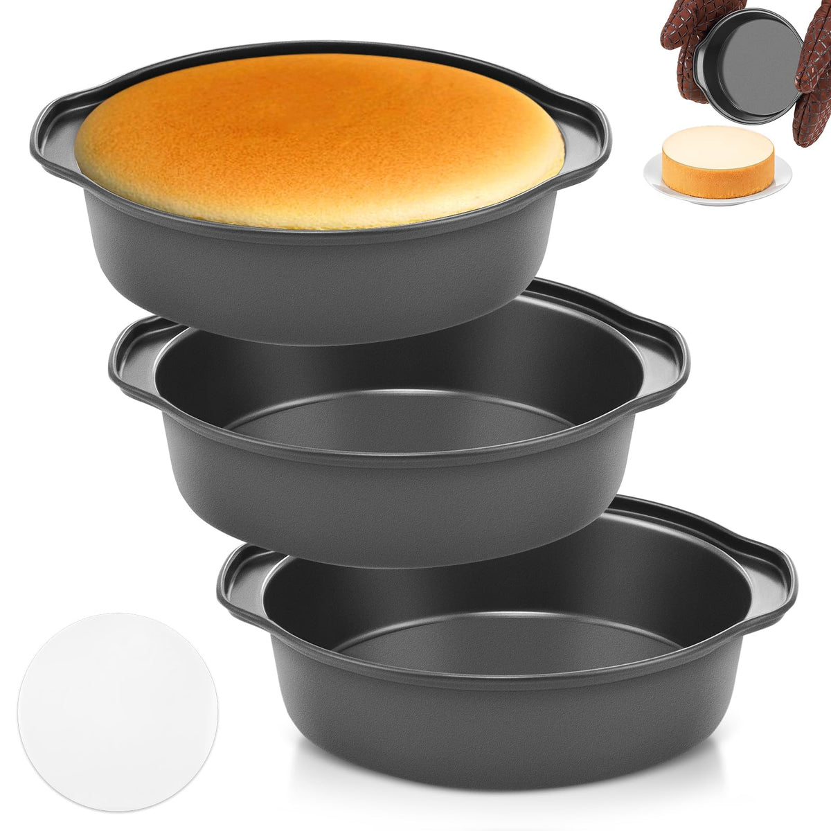Funnydin 6-inch cake pan with handle for safe oven-to-table transfer