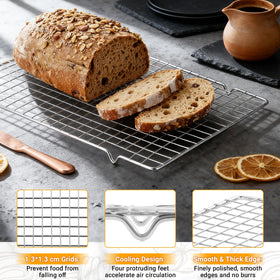 Funnydin 17-inch cooling rack supports airflow for even cooling.
