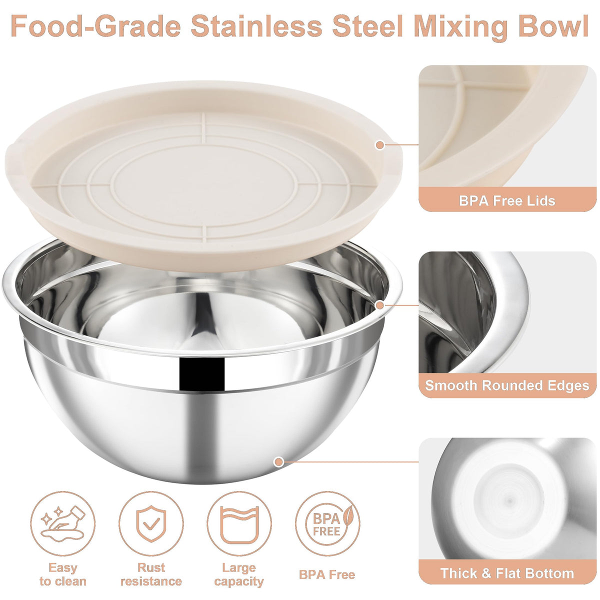 Funnydin lidded mixing bowls 3.5qt, great for large mixes and fruit prep.