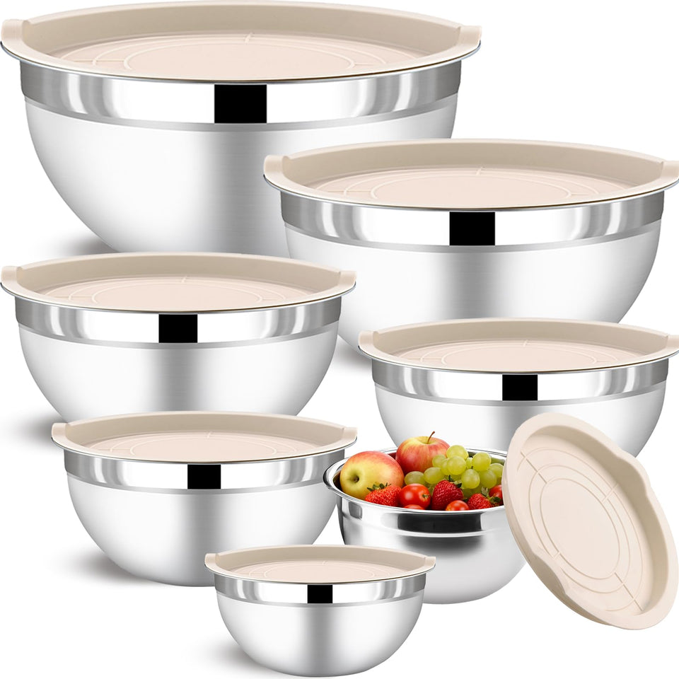 Funnydin lidded mixing bowls 4.5qt, ideal for batch prep and organized storage.