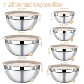 Funnydin lidded mixing bowls 4qt set, perfect for sauces and salads.