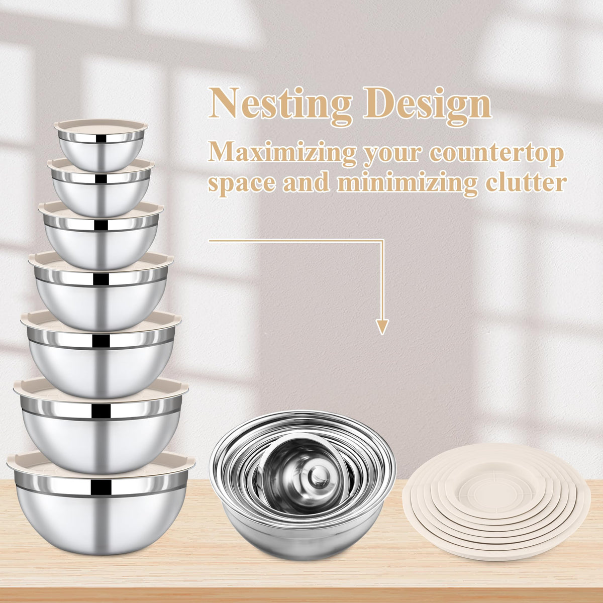 Funnydin nesting design bowls, space-saving and organized.