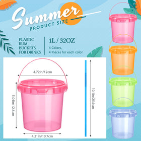 32 oz Funnymoom drink bucket with lid for easy carry and dustproof storage