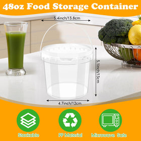Funnymoom 48 oz clear bucket with lid shows contents clearly for easy selection.