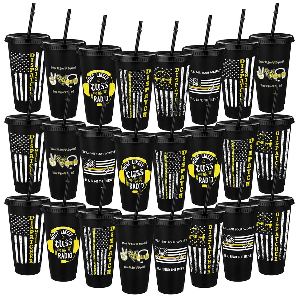 Funnymoom dispatcher gifts 24oz tumbler with straw and lid for on-the-go use