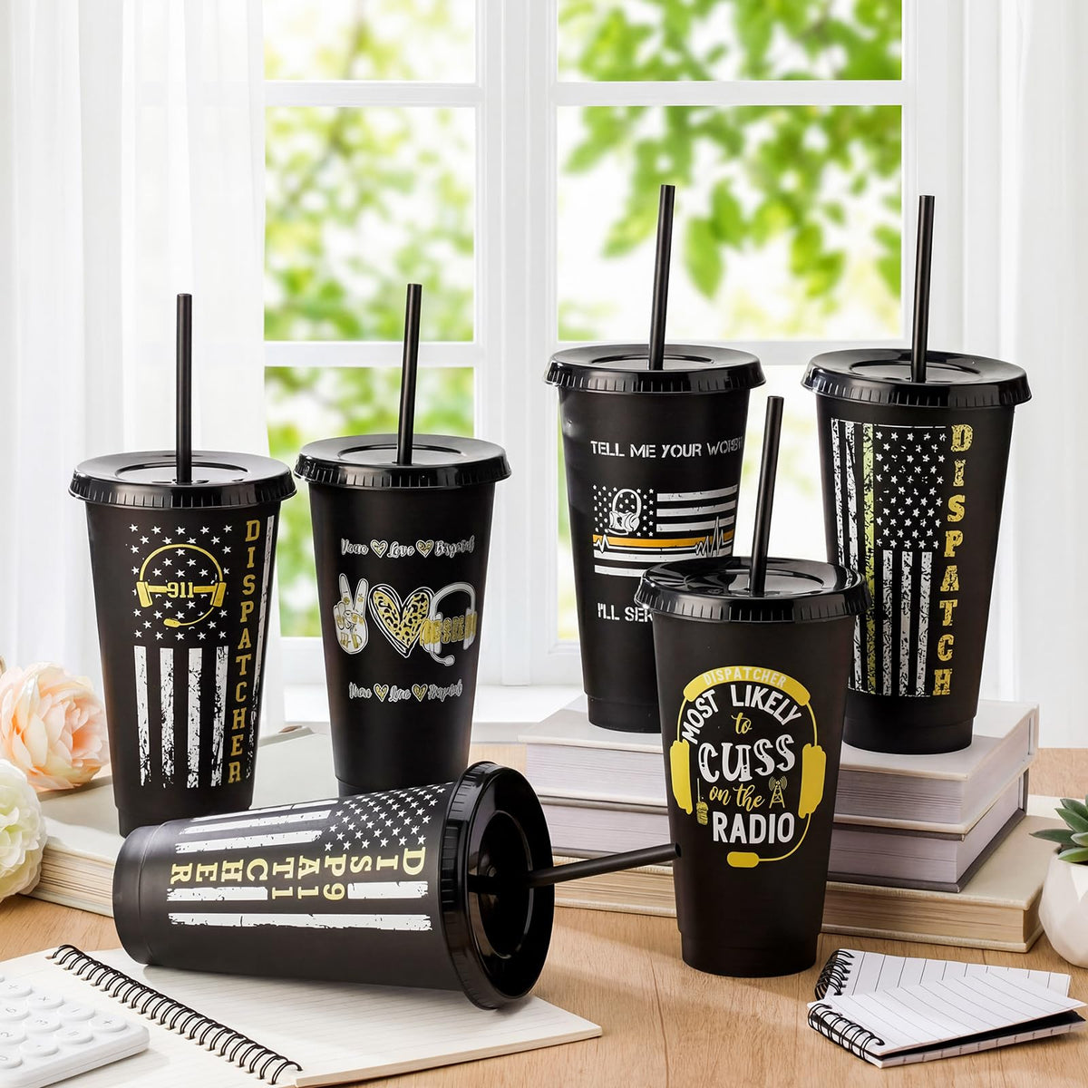 Funnymoom ergonomic 24oz plastic tumbler for easy handling during long shifts