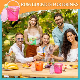 Neon rainbow colors brighten outdoor parties with Funnymoom drink buckets