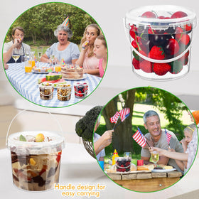 Funnymoom transparent bucket with handle ideal for picnics and lunches.