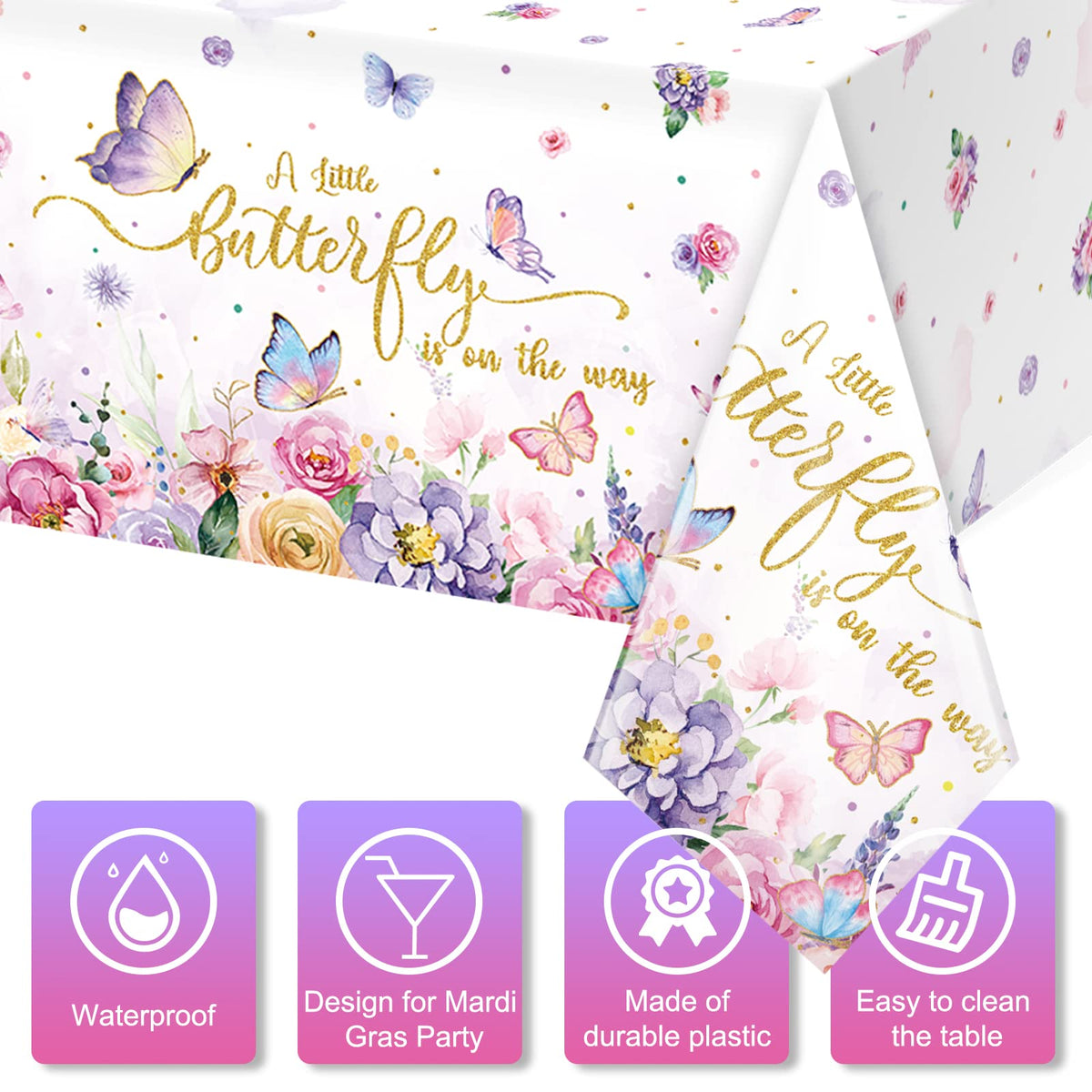 FunnyPars baby shower tablecloth provides waterproof surface protection for indoor or outdoor use.